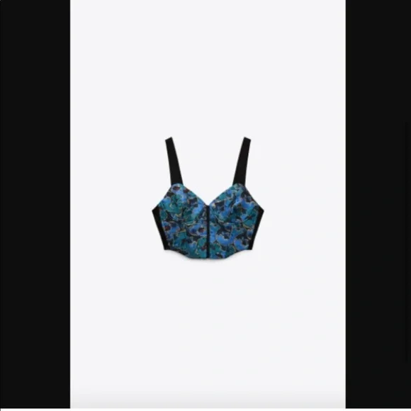 Zara JACQUARD BUSTIER nwt Size L - Picture 4 of 8